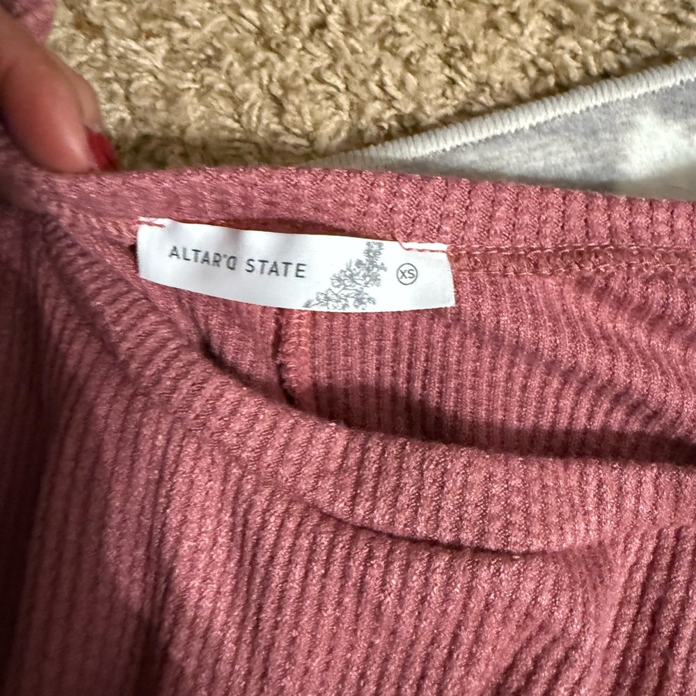 Altar'd State Dusty Rose Ribbed Top - Picture 2 of 2